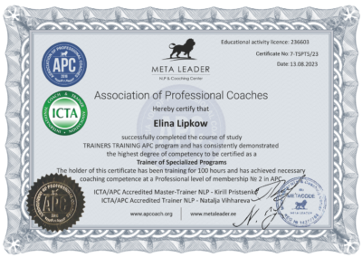 Trainer of Specialized Program APC Elina Lipkow